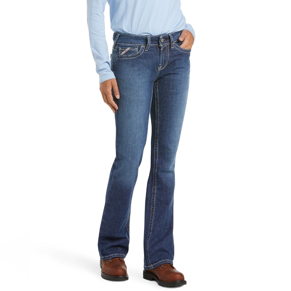 Ariat Women's Denim 33R Mid Rise Flame Resistant Boot Cut Jean